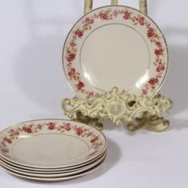 Arabia Anneli lautaset, 6 kpl, suunnittelija Olga Osol, pieni, siirtokuva, kukka-aihe