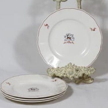 Arabia Kauris lautaset, matala, 4 kpl, suunnittelija Tyra Lungren, matala, siirtokuva