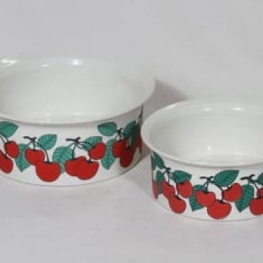 Arabia Kirsikka kulhot, punainen, 2 kpl, suunnittelija Inkeri Seppälä, serikuva