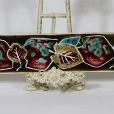 Arabia AH koristelaatta, käsinmaalattu, suunnittelija Annikki Hovisaari, käsinmaalattu, suuri, signeerattu, hedelmä- ja lehtiaihe