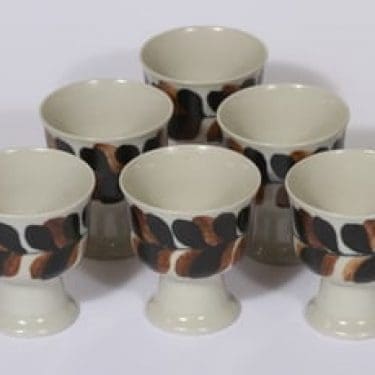 Arabia pikarit, käsinmaalattu, 6 kpl, suunnittelija Gunvor Olin-Grönqvist, käsinmaalattu, signeerattu