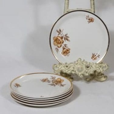 Arabia Myrna leivoslautaset, 6 kpl, suunnittelija Olga Osol, serikuva, kukka-aihe