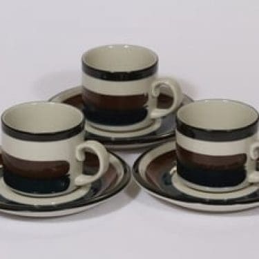 Arabia Kaira kahvikupit, 3 kpl, suunnittelija Anja Jaatinen-Winquist, raitakoriste