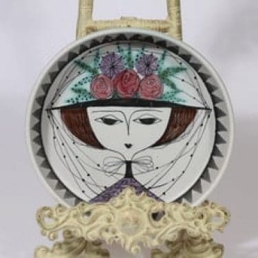 Kupittaan savi koristekulho, käsinmaalattu, suunnittelija Laila Zink, käsinmaalattu, signeerattu