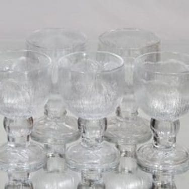 Nuutajärvi Pioni viinilasit, 20 cl, 5 kpl, suunnittelija Oiva Toikka, 20 cl