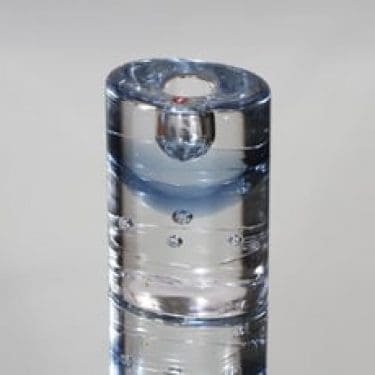 Iittala Arktia kynttilänjalka, kirkas-sininen, suunnittelija Timo Sarpaneva, pieni, massiivinen