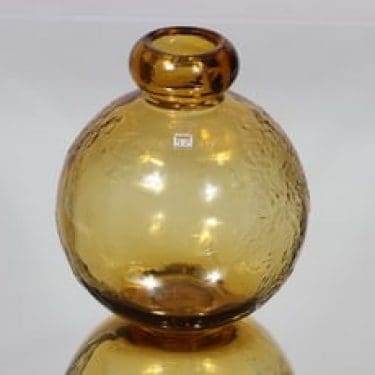 Riihimäen lasi Tellus koristepullo, amber, suunnittelija Erkkitapio Siiroinen,