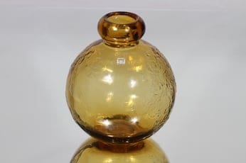 Riihimäen lasi Tellus koristepullo, amber, suunnittelija Erkkitapio Siiroinen,