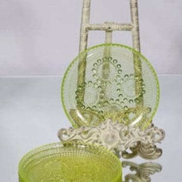 Riihimäen lasi Grapponia lautaset, keltainen, 6 kpl, suunnittelija Nanny Still, pieni