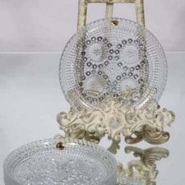 Riihimäen lasi Grapponia lautaset, kirkas, 4 kpl, suunnittelija Nanny Still, pieni