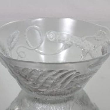 Nuutajärvi Pioni kulho, kirkas, suunnittelija Oiva Toikka, suuri