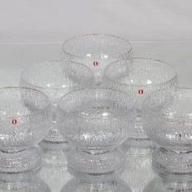 Iittala Kekkerit jälkiruokakulhot, kirkas, 6 kpl, suunnittelija Timo Sarpaneva,