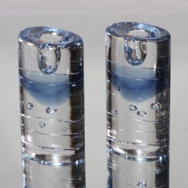 Iittala Arktia candlesticks, bright blue, 2 pcs, designer Timo Sarpaneva, massiive