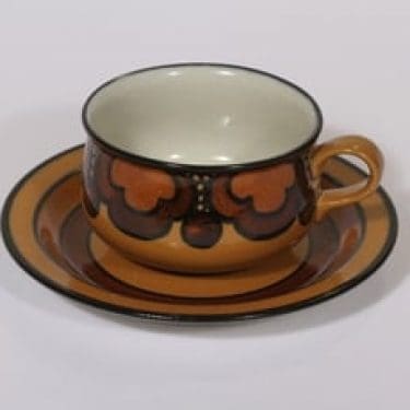 Arabia Kalevala teekuppi, käsinmaalattu, suunnittelija Anja Jaatinen-Winquist, käsinmaalattu, signeerattu, retro