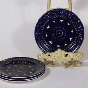 Arabia Valencia leivoslautaset, käsinmaalattu, 4 kpl, suunnittelija Ulla Procope, käsinmaalattu, signeerattu