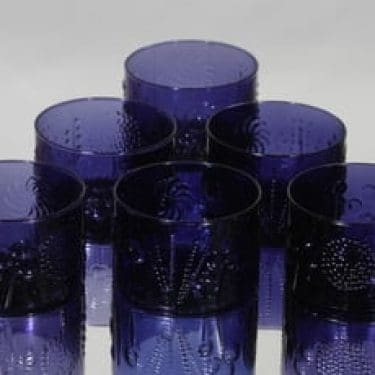 Nuutajärvi Flora jälkiruokakulhot, lila, 6 kpl, suunnittelija Oiva Toikka,