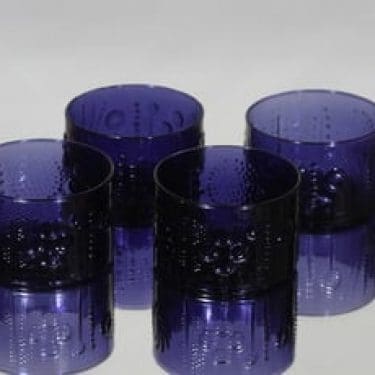 Nuutajärvi Flora jälkiruokakulhot, lila, 4 kpl, suunnittelija Oiva Toikka,