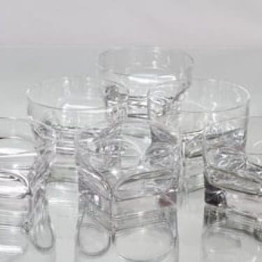 Nuutajärvi Contact jälkiruokakulhot, kirkas, 6 kpl, suunnittelija Pertti Santalahti,