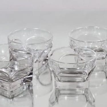 Nuutajärvi Contact jälkiruokakulhot, kirkas, 4 kpl, suunnittelija Pertti Santalahti,