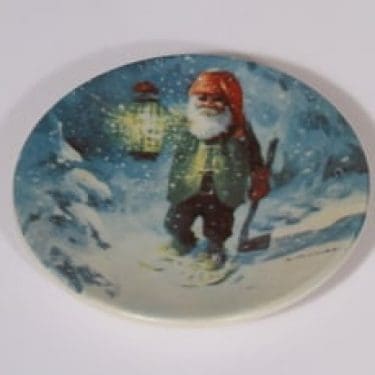 Arabia Joulutonttu koristelautanen, suunnittelija Anders Olsson, pieni, serikuva, jouluaihe