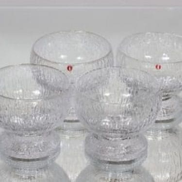 Iittala Kekkerit jälkiruokakulhot, kirkas, 4 kpl, suunnittelija Timo Sarpaneva,