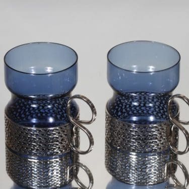 Iittala Tsaikka teelasit, sininen, 2 kpl, suunnittelija Timo Sarpaneva, i-väri