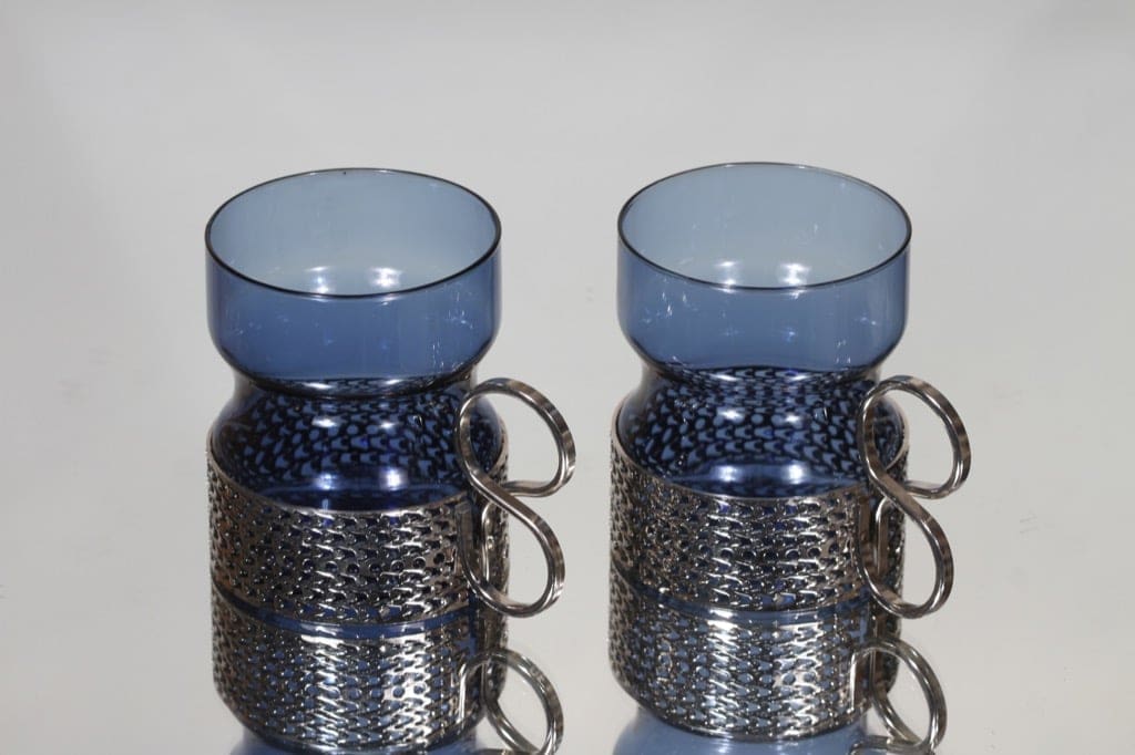 Iittala Tsaikka teelasit, sininen, 2 kpl, suunnittelija Timo Sarpaneva, i-väri