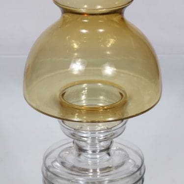 Riihimäen lasi Apollo kynttilälyhty, amber, suunnittelija Nanny Still,