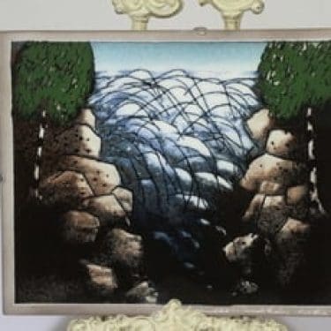 Arabia seinälaatta, Kaski, suunnittelija Heljä Liukko-Sundström, Kaski, suuri, serikuva, signeerattu