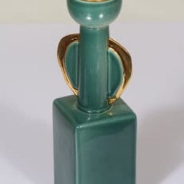 Arabia kynttilänjalka, signeerattu, suunnittelija Olli Vasa, signeerattu, kullattu, numeroitu