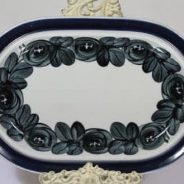 Arabia Anemone vati, sininen, suunnittelija Ulla Procope, soikea, käsinmaalattu, kukka-aihe