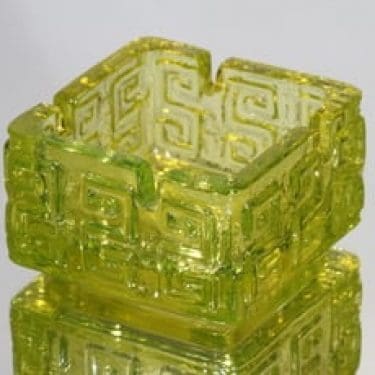 Riihimäen lasi Taalari tuhka-astia, keltainen, suunnittelija Tamara Aladin, massiivinen