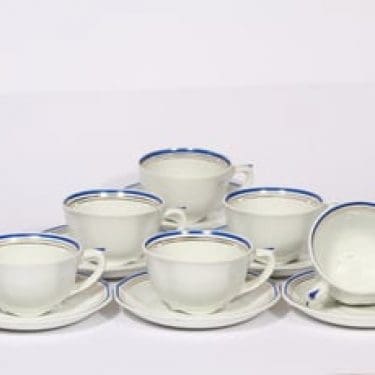 Arabia Lotta teekupit, 6 kpl, suunnittelija Reinhard Richter, raitakoriste