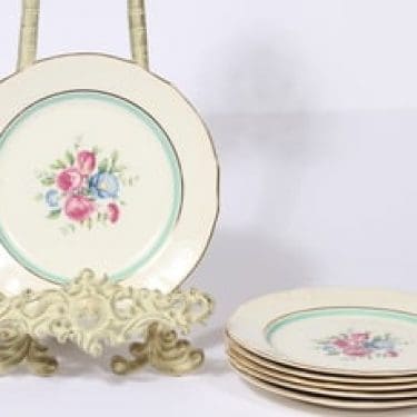 Arabia Tellervo lautaset, pieni, 6 kpl, suunnittelija , pieni, serikuva, kukka-aihe