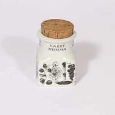 Arabia tekstikuvio maustepurkki, tekstikuvio, suunnittelija Esteri Tomula, tekstikuvio, serikuva