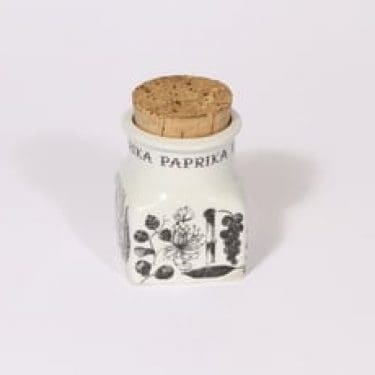 Arabia tekstikuvio maustepurkki, tekstikuvio, suunnittelija Esteri Tomula, tekstikuvio, serikuva