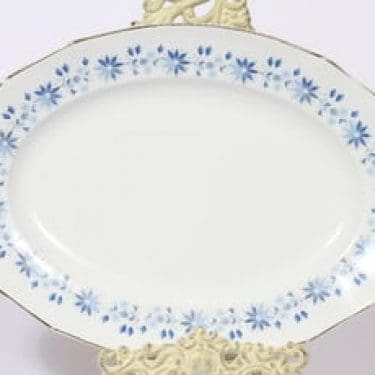 Arabia Fenno vati, sininen, suunnittelija Aune Laukkanen, soikea, serikuva, kukka-aihe