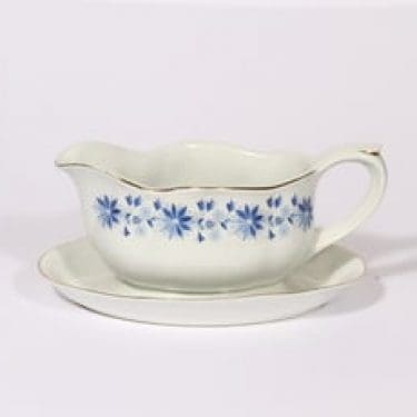 Arabia Fenno kastikekaadin, sininen, suunnittelija Aune Laukkanen, serikuva, kukka-aihe