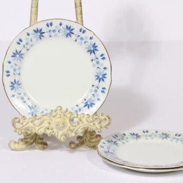 Arabia Fenno lautaset, sininen, 3 kpl, suunnittelija Aune Laukkanen, pieni, serikuva, kukka-aihe