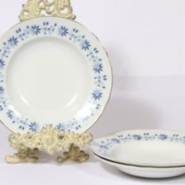 Arabia Fenno lautaset, syvä, 3 kpl, suunnittelija Aune Laukkanen, syvä, pieni, serikuva, kukka-aihe