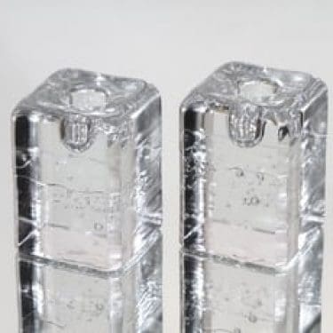 Iittala Arkipelago kynttilänjalat, kirkas, 2 kpl, suunnittelija Timo Sarpaneva, pieni, massiivinen