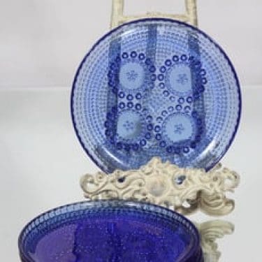 Riihimäen lasi Grapponia lautaset, sininen, 6 kpl, suunnittelija Nanny Still, pieni