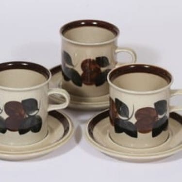 Arabia Ruija kaakaokupit, 30 cl, 3 kpl, suunnittelija Raija Uosikkinen, 30 cl, käsinmaalattu