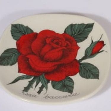 Arabia Rosa koristelautanen, Rosa baccara, suunnittelija Esteri Tomula, Rosa baccara, pieni, serikuva