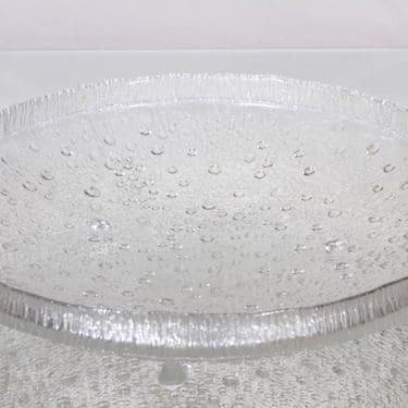 Iittala Ultima Thule kulho, kirkas, suunnittelija Tapio Wirkkala, suuri, matala