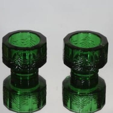Iittala Kuusi kynttilänjalat, vihreä, 2 kpl, suunnittelija Jorma Vennola, pieni