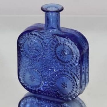 Riihimäen lasi Grapponia koristepullo, sininen, suunnittelija Nanny Still,