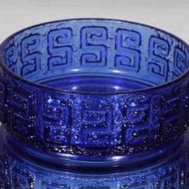 Riihimäen lasi Taalari kulho, sininen, suunnittelija Tamara Aladin, retro