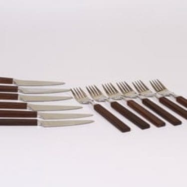 Hackman Triennale aterimet, 6 + 6, suunnittelija Bertel Gadberg, 6 + 6, teräs, palisanteri