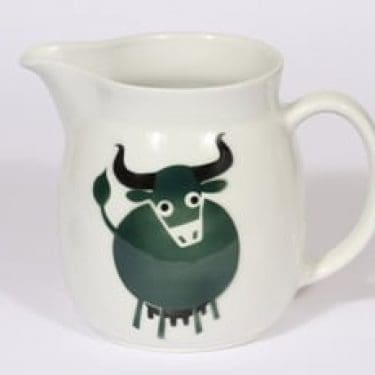 Arabia Heluna kaadin, 1.5 l, suunnittelija Anja Juurikkala, 1.5 l, puhalluskoriste, lehmäaihe, retro